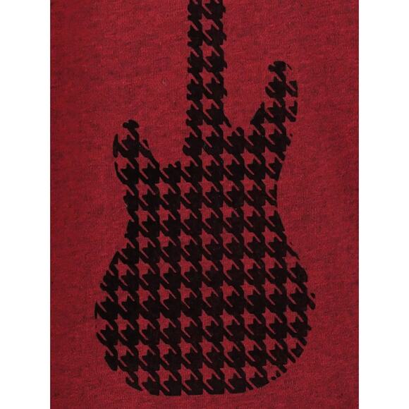 IKKS SWEAT JACKET RED WITH HOUNDSTOOTH GUITAR LOGO ON BACK BOYS 14-16 - Picture 2 of 15